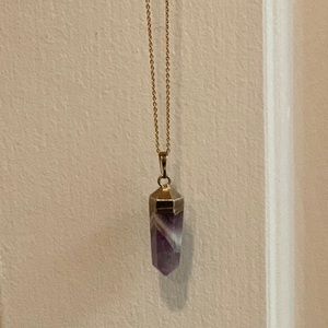 Gold plated amethyst agate necklace